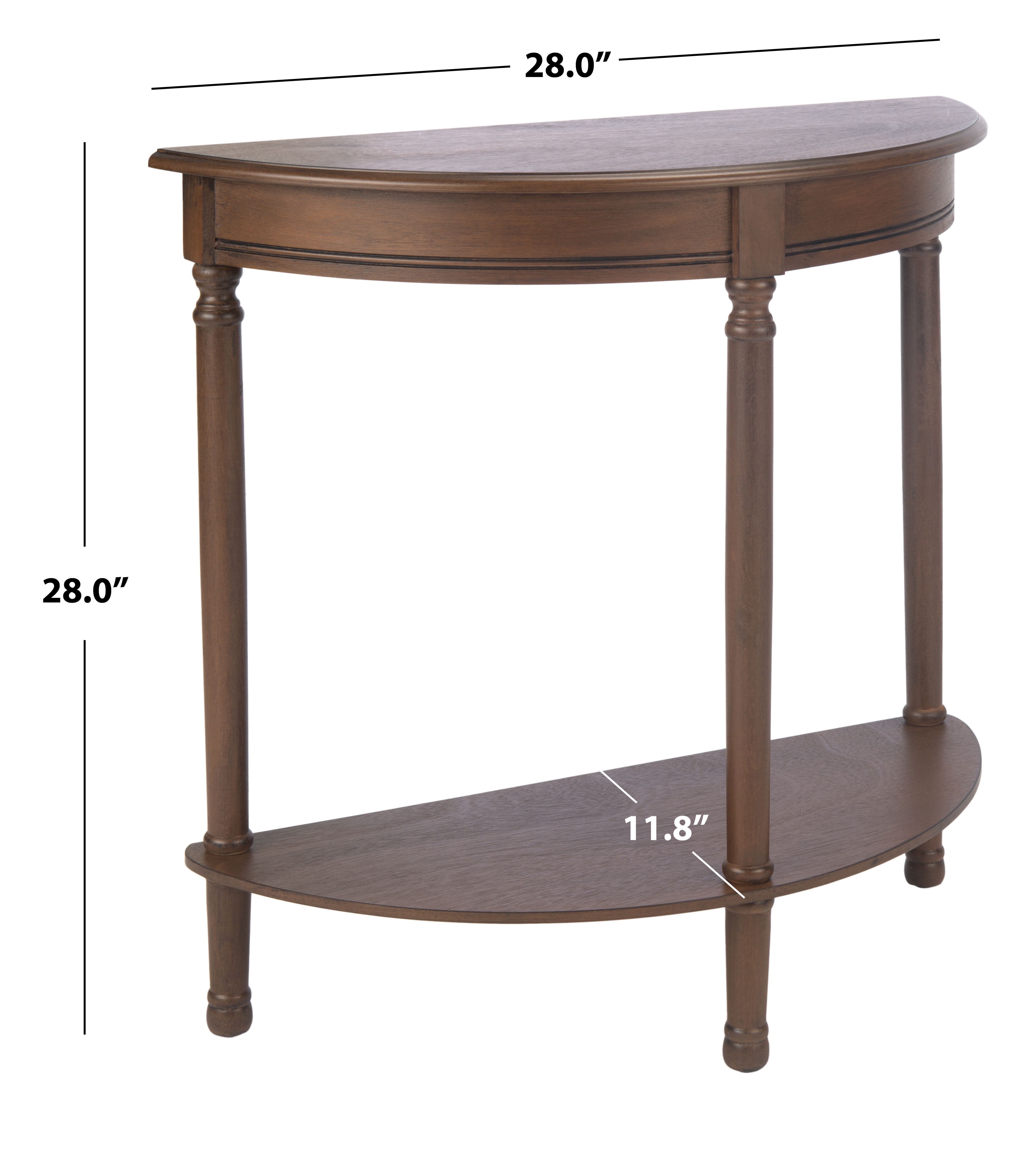 SAFAVIEH Tin.sley French Half Round Console Table, Brown (28 in. W x 11.8 in. D x 28 in. H)