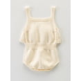 thumbnail image 3 of Seyurigaoka Infant Sleeveless Knit Bodysuit, Baby Girls Spring  Summer Hollow Ruffled Solid Color Romper, 3 of 4