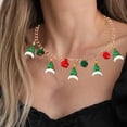 thumbnail image 2 of Collar navideño bonito de Papá Noel con árbol de Navidad. Joyería navideña para mujer. Regalo de Navidad de moda., 2 of 7