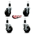 thumbnail image 2 of 4 Inch Soft Rubber Wheel Swivel 1-1/2 Inch Expanding Stem Caster Set 2 Brakes, 2 of 2