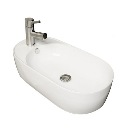 Whitehaus Whkn1016a Isabella 24 Vessel Bathroom Sink With Faucet Hole And Overf