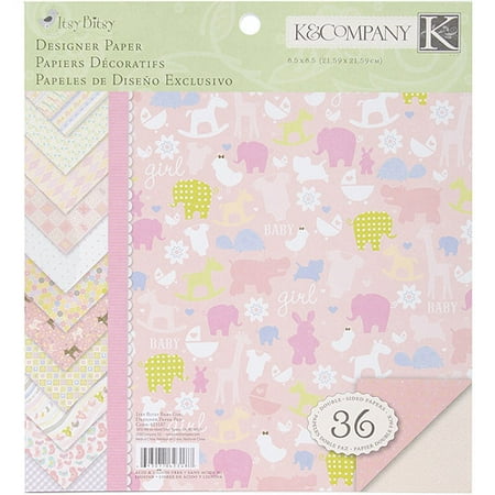 K&Company 378245 Simply K Itsy Bitsy Double Sided Paper Pad 8. 5 inch x 8. 5 inch -Baby Girl 36 Sheets; 3 Each-12 Designs