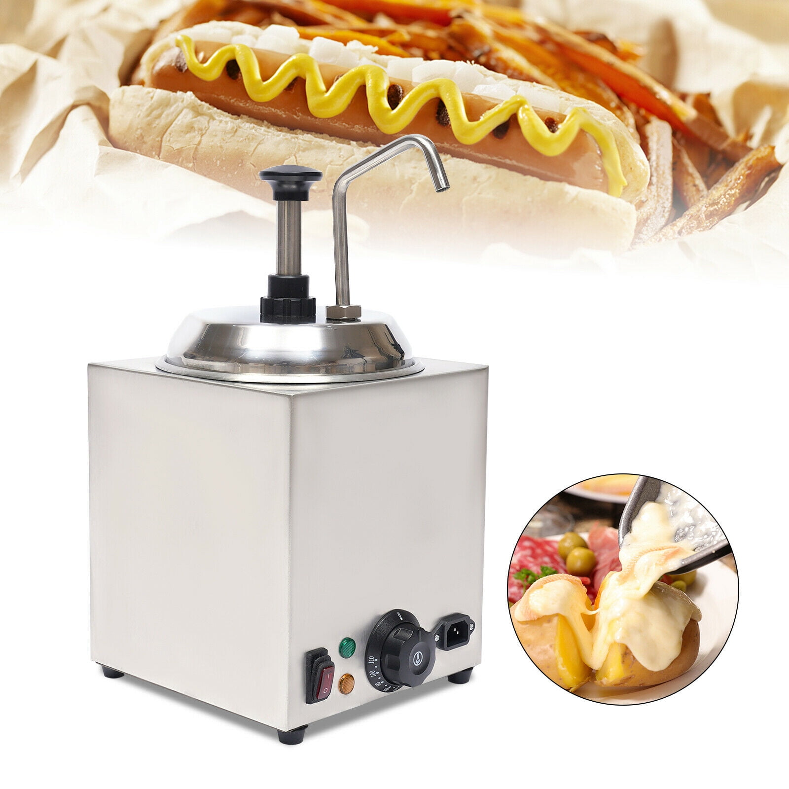 Hot Melted Butter Dispenser Pump, Nacho Cheese Warmer Popcorn Condiment  Melter