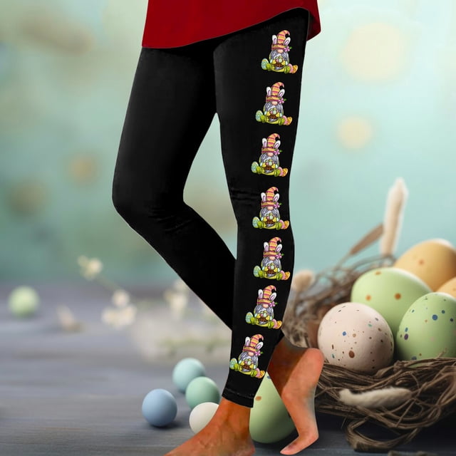 WILLBEST Leggings de Cintura Alta Para Mujer, Pantalones de Yoga Para Entrenamiento, Suaves, Elásticos, Cómodos, Deportivos, Para Correr, Fitness, Estampado de Pascua Extra Grande