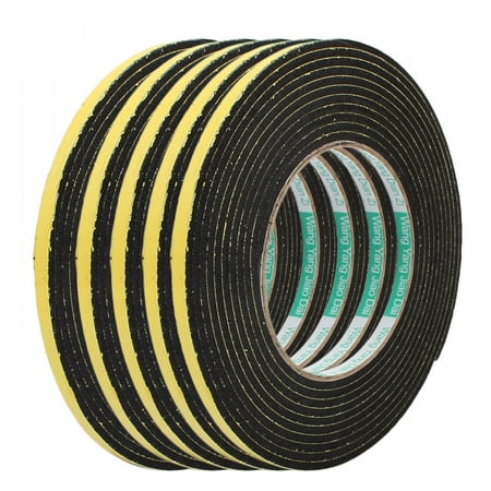 5pcs 4M 6mm x 3mm Single-side Adhesive Shockproof Sponge Tape Yellow Black
