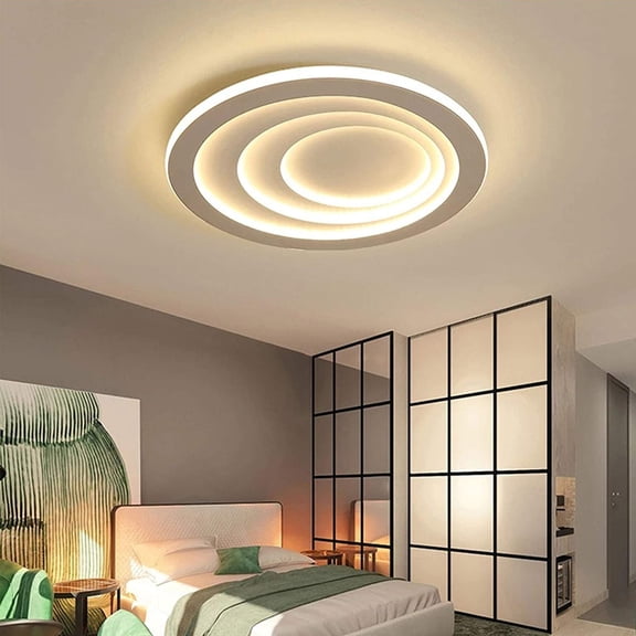 Modern Round LED Ceiling Light, Pendant Chandelier Lamp Fixture Flush Mount 40W W/Remote for Bedroom Dining Room Living Room Kitchen Office