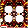 thumbnail image 3 of Metal Light Switch Plate Cover Colorful Black Red Mandala Flower Tile Pattern MDL023, 3 of 13