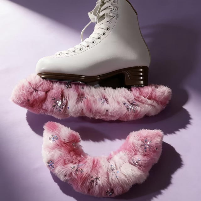 Fundas para cuchillas de patinaje sobre hielo, protector acrílico suave antiarañazos, accesorios de patinaje rosa
