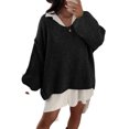 thumbnail image 3 of Women Long Sleeve Fall Winter Oversize V-neck Knit Sweater Casual Loose Pullover, 3 of 7