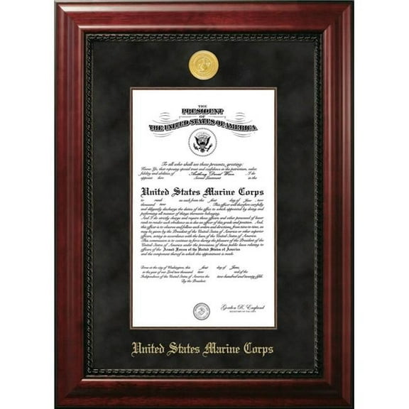 Campus Images MACEX0018.5x11 8.5 x 11 in. Patriot Frames Marine Certificate Executive Frame with Gold Medallion & Mahogany Filet