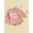 thumbnail image 3 of Bagilaanoe Baby Girl Oversized Romper Sweatshirt Newborn Long Sleeve Bodysuits Letter Print Pullover 3M 6M 12M 18M 24M Infant Casual Tee Tops, 3 of 9