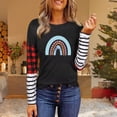 thumbnail image 2 of Valentines Shirts for Women Love Heart Graphic Tops Tricolor Stitching Long Sleeve Round Neck Loose Gift for Her, 2 of 5