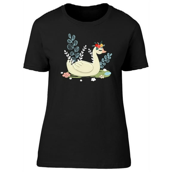 Sweet Swan, Cute Flowers T-Shirt Women -Image by Shutterstock, Female Small
