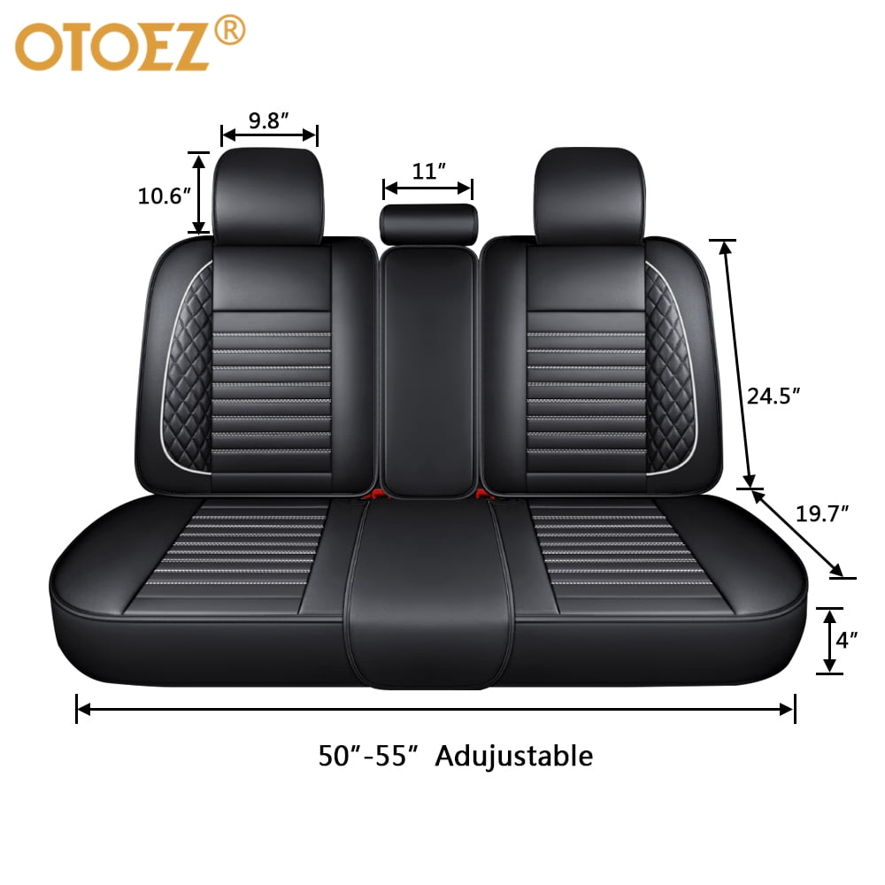 OTOEZ Fashion Full Set Car Seat Cover Waterproof Leather Universal Fit SUV Truck, Black/White