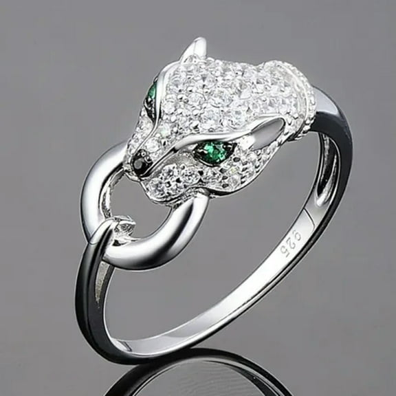 Fashion Leopard 925 Silver Rings Cubic Zircon Women Party Gift Sz 6-10
