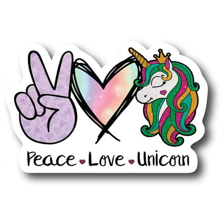 

Peace Love Unicorns Colorful Refrigerator Magnet | UV Printed 4-Inch Kitchen Decor Accessory Featuring Stunning Design | Magical Glitter CSM1559 C48