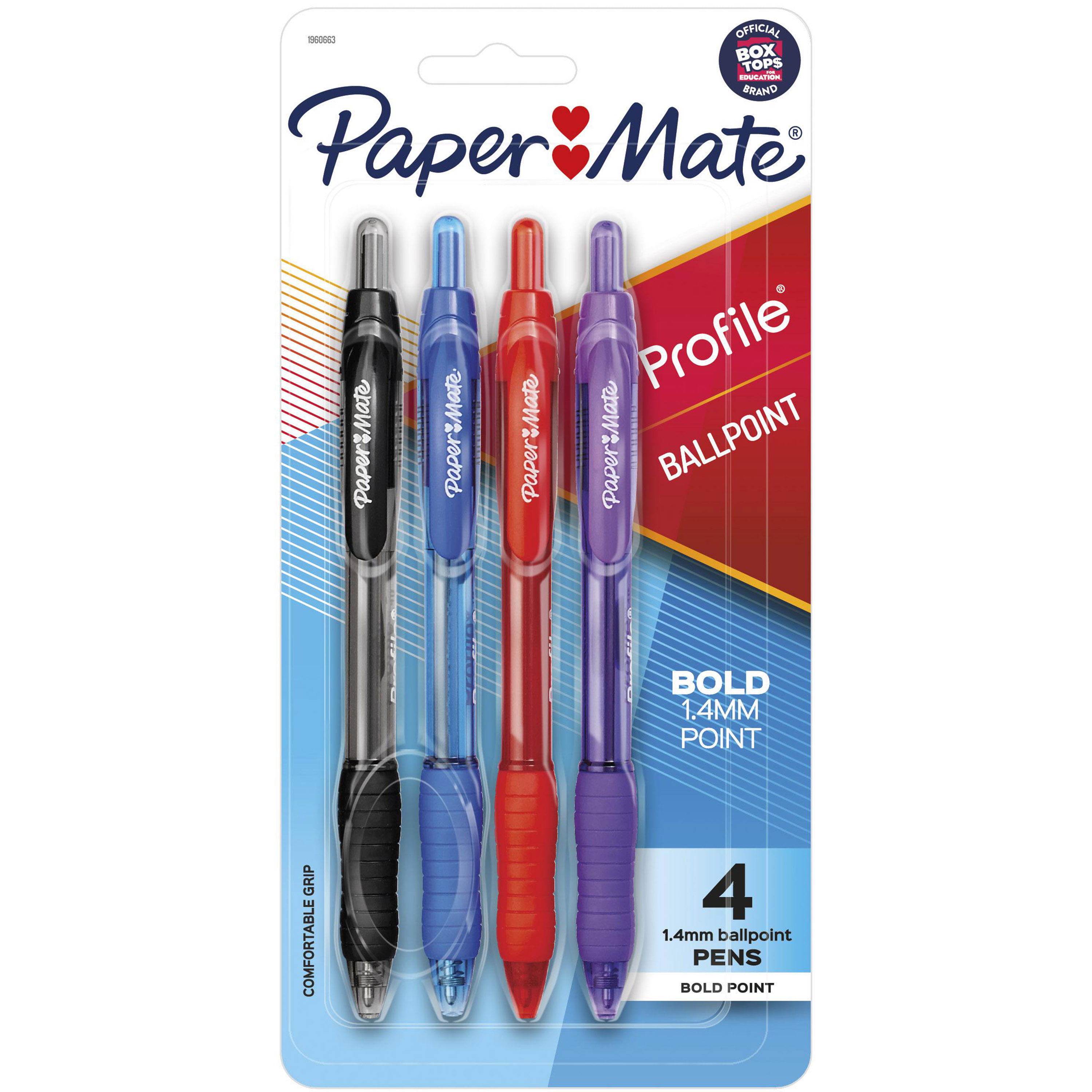 Ball Point Pens Blue Ink Pack of 5 in Blue Pink Purple or Green 