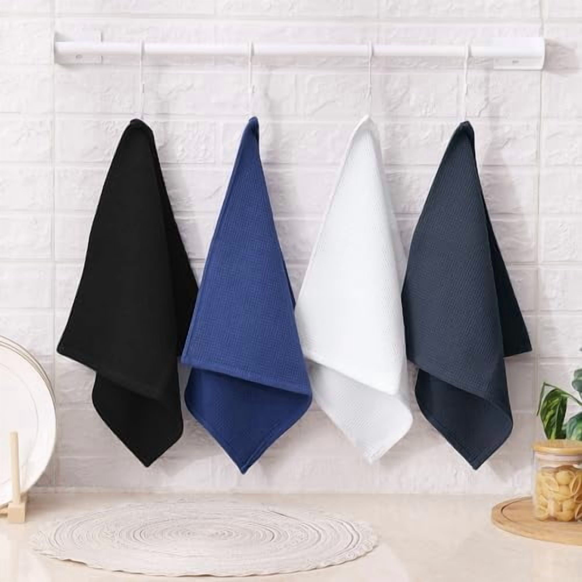 100% Cotton Waffle Weave Kitchen Towels - 4 Pack Soft and Absorbent Dish Towels - 16 x 26 Inches Quick Dry Hand Towels - Multiple Colour