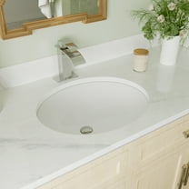 DeerValley DV-1U301 Oval White Ceramic Undermount Bathroom Sink with Overflow Hole (16.5" L x 13.39" W)