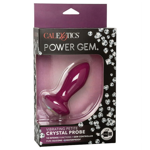 CalExotics Power Gem Vibrating Petite Crystal Silicone Anal Probe, Purple