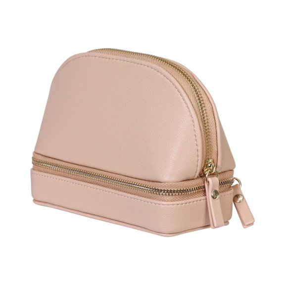 Mele and Co Duo Vegan Leather Travel Jewelry Case in Buff