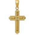 thumbnail image 3 of Solid 10K Yellow Gold Polished Beveled Stick Cross W/Frame Pendant - 33mm, 3 of 6