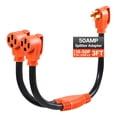thumbnail image 1 of Cable adaptador divisor VEVOR Y, 50 amperios NEMA 14-50, divisor de 4 clavijas y 240 V para RV y EV, tomas NEMA 14-50P a tomas dobles 14-50R con asa, cable STW de alta resistencia 6/3+8/1, 1 of 9
