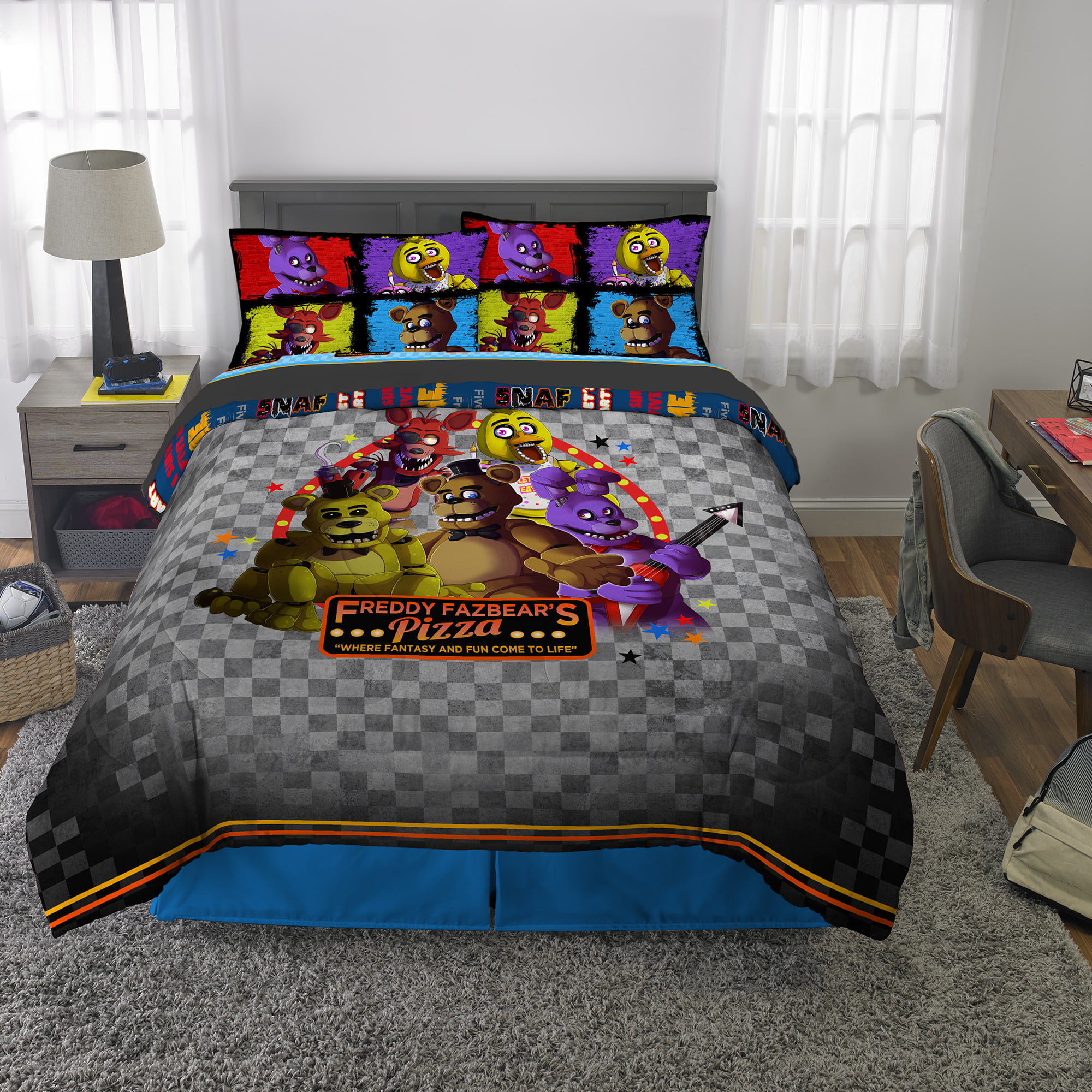 Supstar Kids Bed Sets Bedding Boys Twin Five Nights at Freddys Comforter Cover 3 Pieces Including 1 Duvet Cover and 2 Pillowcase FNAF 7 