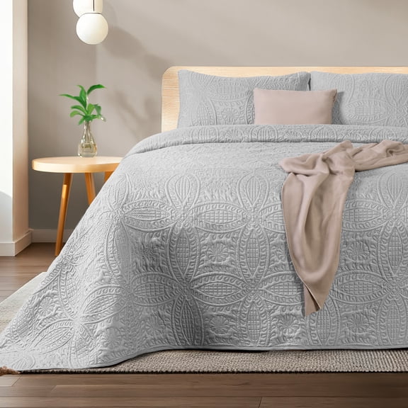 Colcha Ligera Dreamlab con 1 Funda de Almohada Capitonado Ultra Suave Hipoalergénico Individual 175 x 240 cm Gris