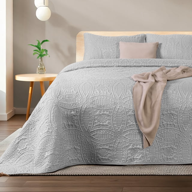 Colcha Ligera Dreamlab con 1 Funda de Almohada Capitonado Ultra Suave Hipoalergénico Individual 175 x 240 cm Gris