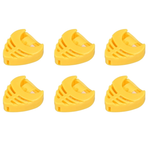Guitar Pick Holder Plastic Heart-Shaped Yellow for Guitar, Bass, Ukulele with Adhesive Back and Spring Pack of 6