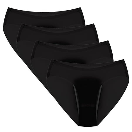 ATOYSOY Women s Mid Waist Period Underpants Plus Size Hip Lifting Cotton Panties  4 Pack Clearance Solid Leak Proof Panty Comfy Stretchy Multipack Shapewear Control Briefs Seamless Black L