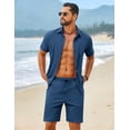 thumbnail image 4 of COOFANDY Men' 2 Piece Summer Outfits Short Sleeve Casual Beach Button Down Shirts and Shorts Vacation Cotton Sets, 4 of 6