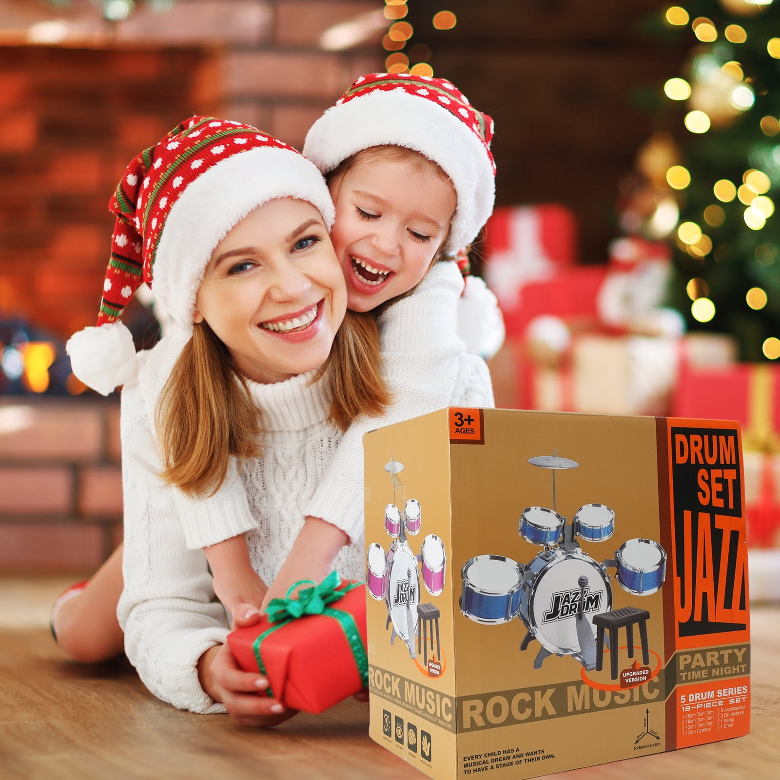 JBeeCtrl Kids Drum Set for Toddlers 1-3 Drum Set for Kids with Chair Musical Jazz Drum Toys for Boys Girls Aged 2 3 4 5 6 7 Drum Kit Instrument Christmas Birthday Gift