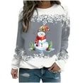 thumbnail image 1 of lcziwo Offres Prime Chandails de Noël pour Femmes avec Bonhomme de Neige, Chandails à Imprimé Flocon de Neige de Noël, Chandail Bonhomme de Neige pour Femmes à Manches Longues Col Rond Hauts des Fêtes 2024 Gris, TTG, 1 of 3