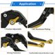 thumbnail image 4 of Palancas de freno y embrague cortas y largas para Yamaha YZF R1 1999-2001, palanca de freno ajustable de motocicleta, aleación de aluminio, mango negro con extremo dorado, 4 of 6
