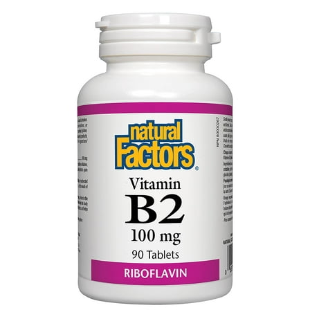 Natural Factors Vitamin B2 Riboflavin 100 mg, Support for Energy & Normal Metabolism, 90 Tablets