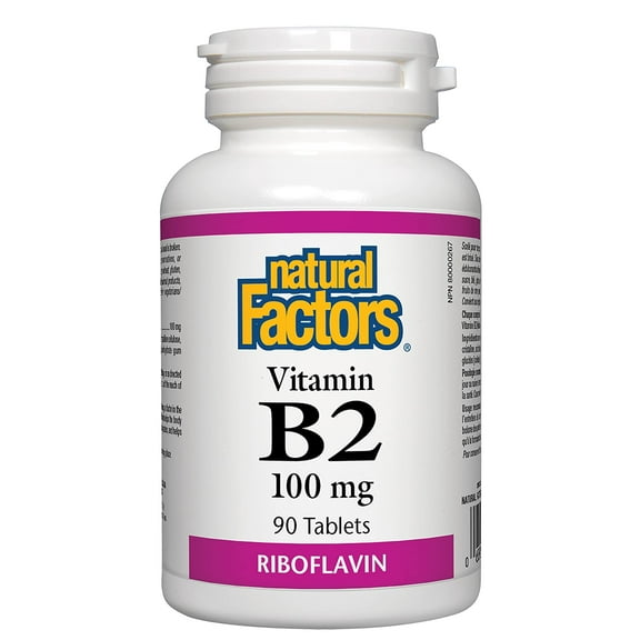 Natural Factors Vitamin B2 Riboflavin 100 mg, Support for Energy & Normal Metabolism, 90 Tablets