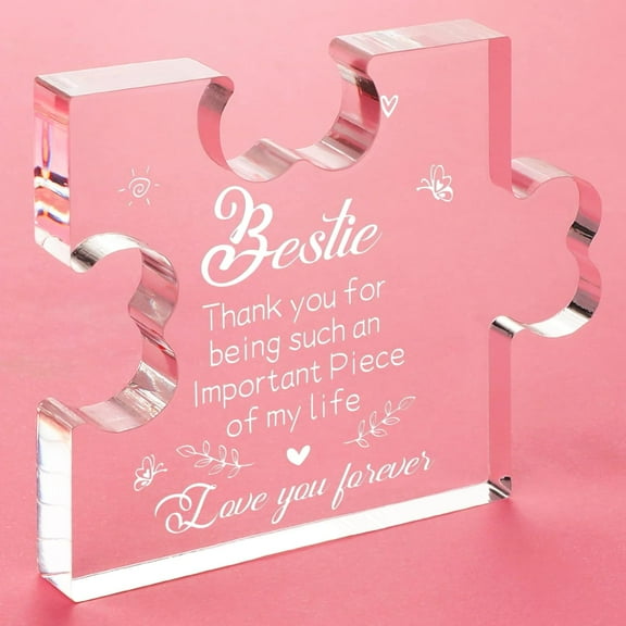 JUMRHFAN to My Bestie Christmas Gifts, Gifts for Women Acrylic Puzzle Plaque, Friend Gifts Women, Gifts for Best Friend Sister Girls Women BFF, Birthday Mothers Day Card Gifts Desk Decorations