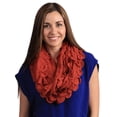 thumbnail image 2 of Chic Oversized Ruffle Knitted Infinity Scarf - Brick Red, 2 of 2
