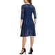 thumbnail image 3 of Vestido de encaje para mujer Inspire Chic con mangas 3/4, volantes, ajustado, cola de pez, elegante, color azul oscuro, talla XS, 3 of 6