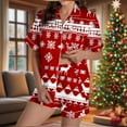 thumbnail image 2 of purcolt Women's Christmas Pajama Sets Snowflake Santa Print Short Sleeve Button Down Shirt and Shorts 2 Piece Pjs Soft Sleepwear Nightwear S-XXL, 2 of 5