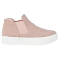 thumbnail image 2 of Soda Flat Women Chelsea Shoes Slip On Canvas Casual High Top Hidden Platform Sneakers White Sole Flatform Cushion Foam WOODS-S Pink Mauve 5.5, 2 of 3