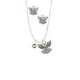 thumbnail image 2 of Delight Jewelry Crystal Lime Green Channel Drop Silver tone Guardian Angel Charm Necklace and Stud Earrings, 2 of 4