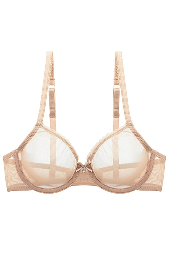 Women's Sexy Sheer Mesh Bra Unlined Underwire Lace Bralette Transparent Comfortable Everyday Wear