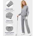 thumbnail image 4 of Women's 2Pc Full Zip Tracksuit, 4 Way Stretch with Reflective Stripes & Zipper Pockets for Golf Running Gym Light Grey XL, 4 of 9