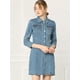 thumbnail image 2 of Vestido camisero de Mezclilla Allegra K Hasta la rodilla con Manga 3/4 y botones Vintage para Mujer azul M, 2 of 6