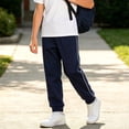 thumbnail image 6 of Falkdiz Boys Cotton Pants Solid Color Cargo Pockets Back to School Pantalones Joggers Stylish Relaxed fit Trousers for Boys Elastic Waist, Navy, Size: 5-6 Years, 6 of 8