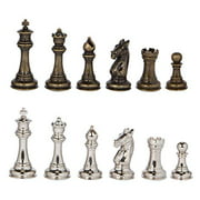 Edgemar Silver and Bronze Metal Chess Pieces with 3.75 Inch King and Extra Queens Pieces Only No Board