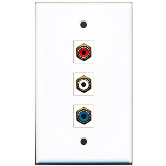 RiteAV - 1 Port RCA Red and 1 Port RCA White and 1 Port RCA Blue Wall Plate